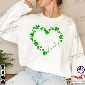 St Patricks Day Sweatshirt Heart Shamrock Sweatshirt Love Clover Hoodie 4
