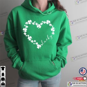 St Patricks Day Sweatshirt Heart Shamrock Sweatshirt Love Clover Hoodie 5