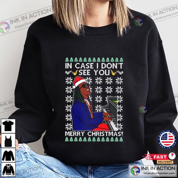 Stevie Wonder In Case I Don’t See You, Merry Xmas, Ugly Christmas Sweatshirt