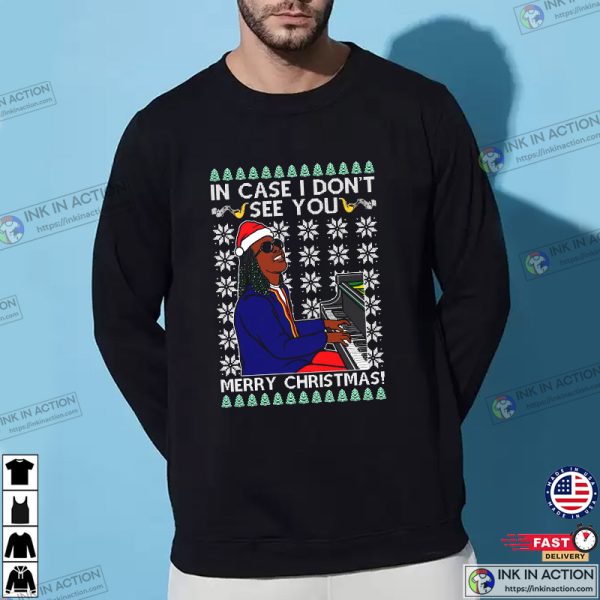 Stevie Wonder In Case I Don’t See You, Merry Xmas, Ugly Christmas Sweatshirt