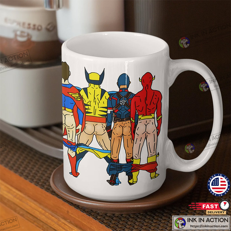 Superhero Butts, Spider-Man, Iron Man, Marvel Coffee Mug - Ink In Action