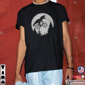 T Rex Cycling Moon Bike Dinosaur Riding Bicycle Funny Biking Classic T Shirt 1