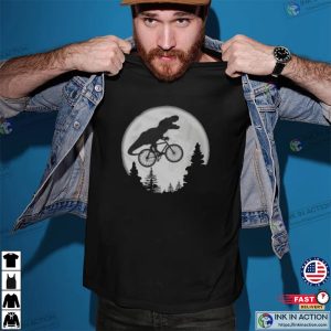 T Rex Cycling Moon Bike Dinosaur Riding Bicycle Funny Biking Classic T Shirt 2
