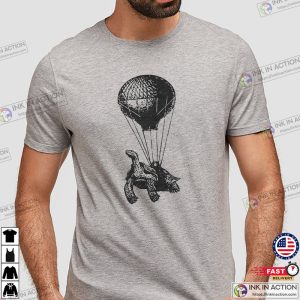 Turtle On A Hot Air Balloon Animal T-Shirt