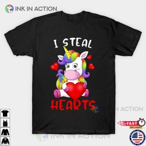 Unicorn I Steal Hearts Valentines Day T shirt 1