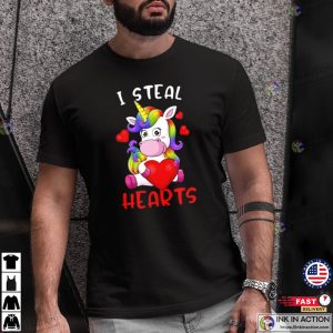 Unicorn I Steal Hearts Valentines Day T shirt 2