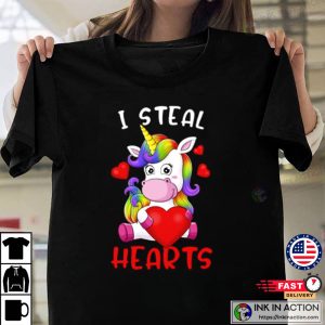 Unicorn I Steal Hearts Valentines Day T shirt 4