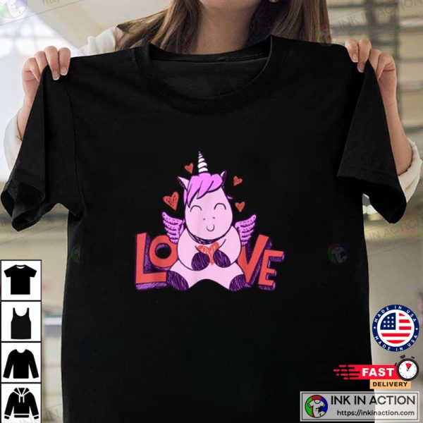 Unicorn Love And Hearts Valentines T-shirt, Valentine’s Day T-shirt