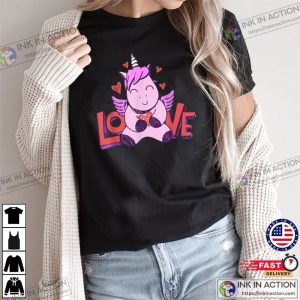 Unicorn Love And Hearts Valentines T shirt Valentine Day Tshirt 3
