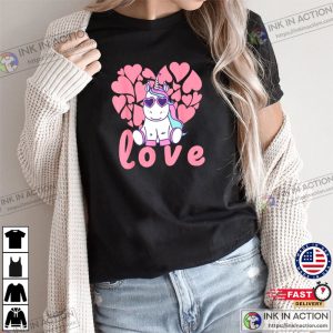 Unicorn Love Heart Valentines Day T shirt 3