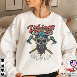 Vikings Sweatshirt Vikings Fall Into Valhalla Shirt Viking Clothing Tee Viking Axe Tee 1