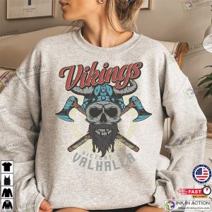 Vikings Sweatshirt Vikings Fall Into Valhalla Shirt Viking Clothing Tee Viking Axe Tee 2