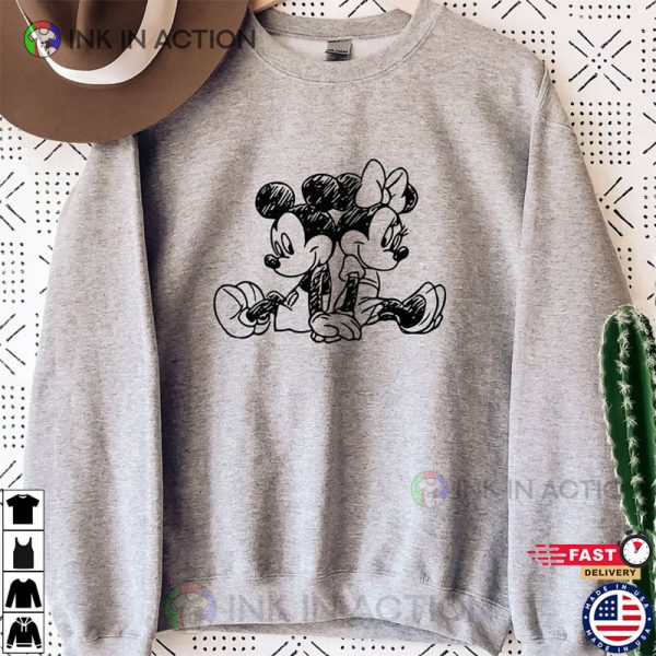 Vintage Mickey and Minnie Sweatshirt, Gift For Couples, Lovely Sweatshirt, Magic Trip, Animation Mickey Mouse