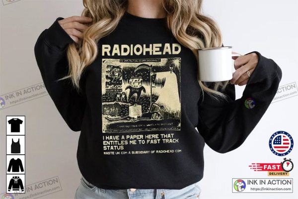 Vintage Radiohead Sweatshirt, Radiohead Vintage Retro Concert 90s Band Radiohead Band Sweatshirt