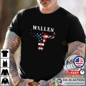 American Flag Wallen Cow Skull Music Shirt