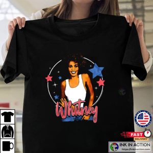 Whitney Houston Womens T Shirt Houston Star Forever Photo Black Graphic Tee 1