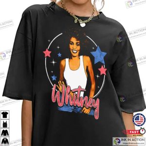 Whitney Houston Womens T Shirt Houston Star Forever Photo Black Graphic Tee 2