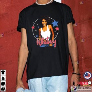 Whitney Houston Womens T Shirt Houston Star Forever Photo Black Graphic Tee 3