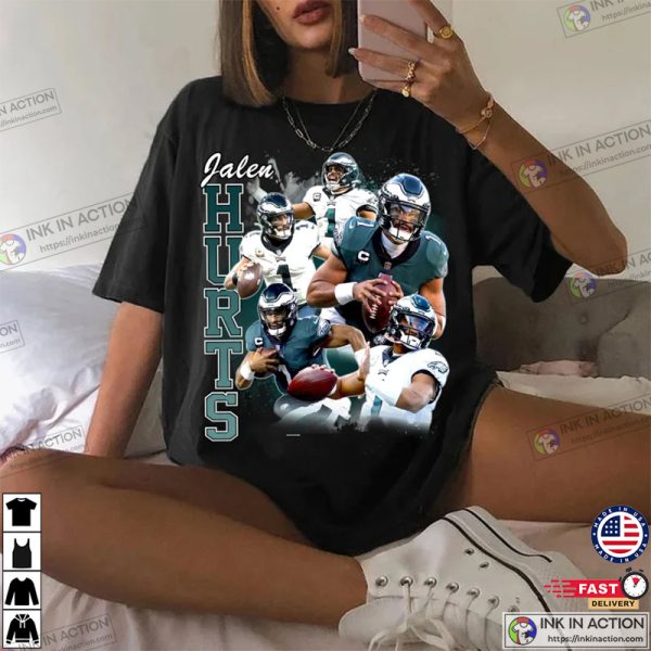 90s Vintage x Bootleg Style Retro Shirt, Jalen Hurts Oversized Graphic Tee