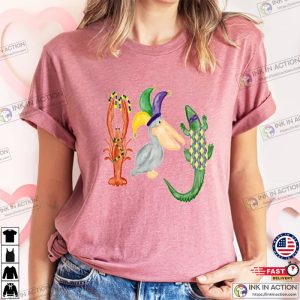 Mardi Gras Crocodile Shirt New Orleans Tee Mardi Gras Flag 2