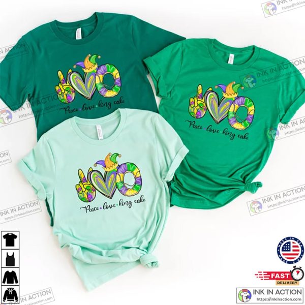 Peace Love King Cake Mardi Gras Shirt, Mardi Gras Shirt