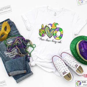 Peace Love King Cake Mardi Gras Shirt Mardi Gras Shirt 3