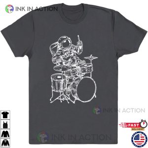 Spaceman Playing Drums Men T Shirt Gift for Him 2