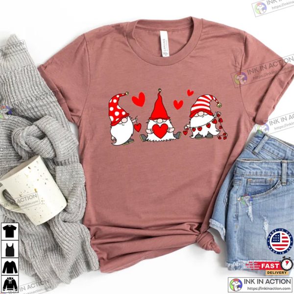 Valentine Gnomes Hearts Shirt, Valentine’s Day Shirt For Women