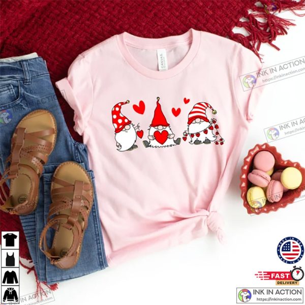 Valentine Gnomes Hearts Shirt, Valentine’s Day Shirt For Women