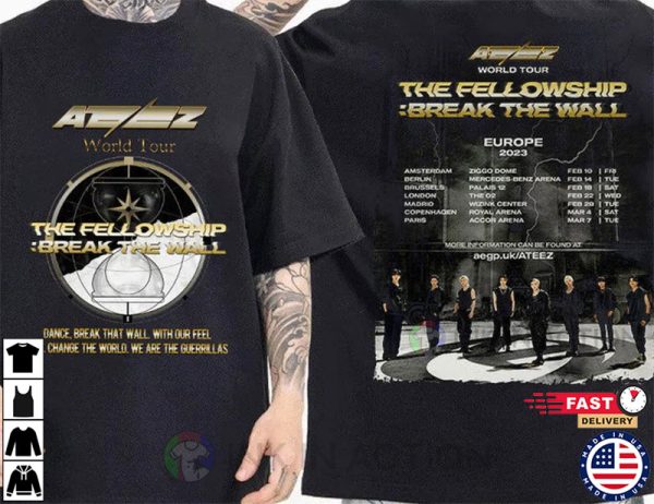 ATEEZ The Fellowship Break the Wall Europe 2023 Tour T-Shirt