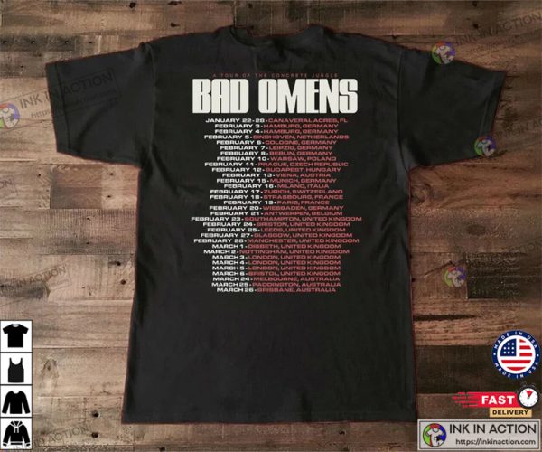 Bad Omens World Tour 2023 T-Shirt, A Tour Of The Concrete Jungle T-Shirt