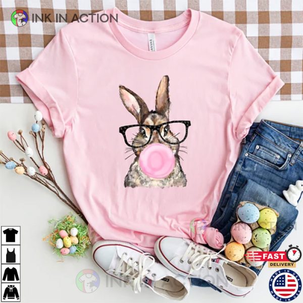 Bunny with Leopard Glasses shirt, Easter T-shirt