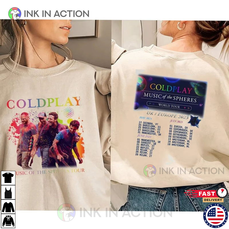 Coldplay World Tour 2023 Shirt - Ink In Action, superhero coldplay 