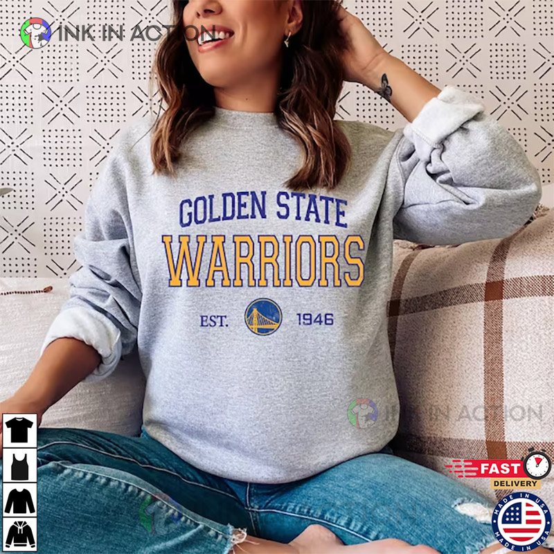Golden State Warriors Shirt, NBA Basketball T-Shirt - Ink In Action