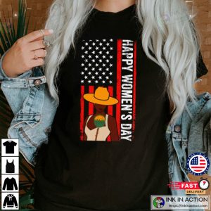 Happy Womens Day USA American Flag Women Empower T Shirt 1