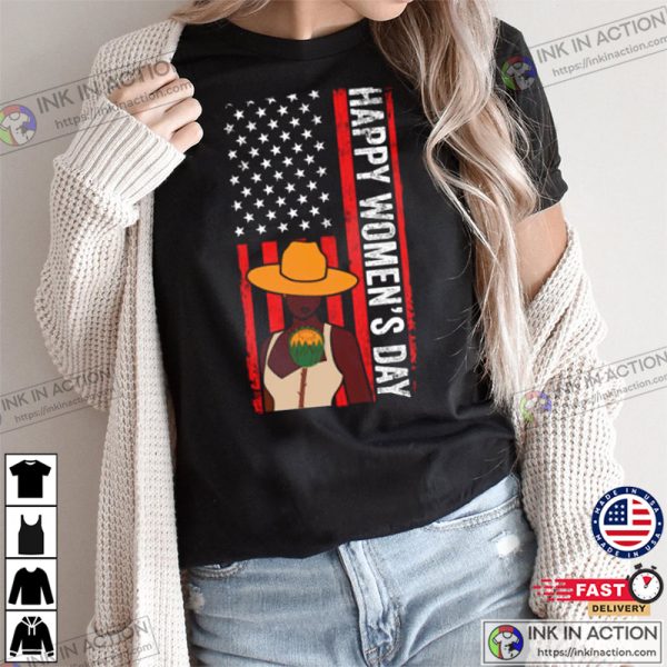 Happy Woman’s Day USA American Flag Woman Empower T-Shirt