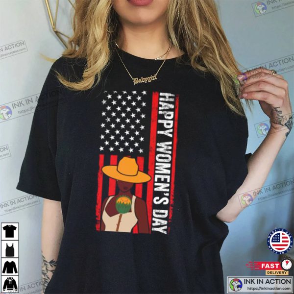 Happy Woman’s Day USA American Flag Woman Empower T-Shirt