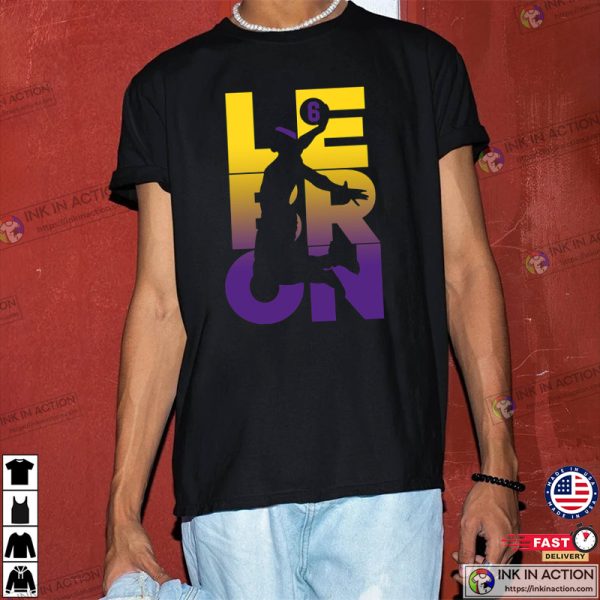 Lebron James Dunking 6 Lakers T-Shirt
