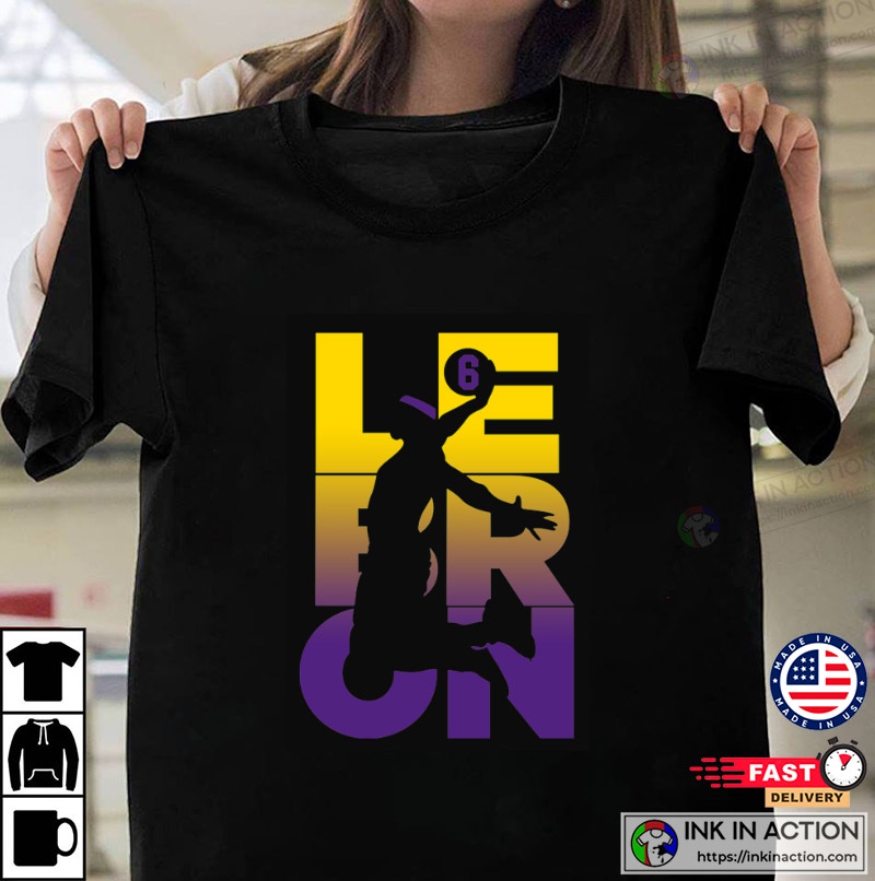 Lebron James Dunking 6 Lakers T-Shirt - Ink In Action