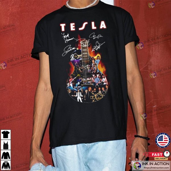 Tesla Band Album Cover Photo Guitar T-shirt