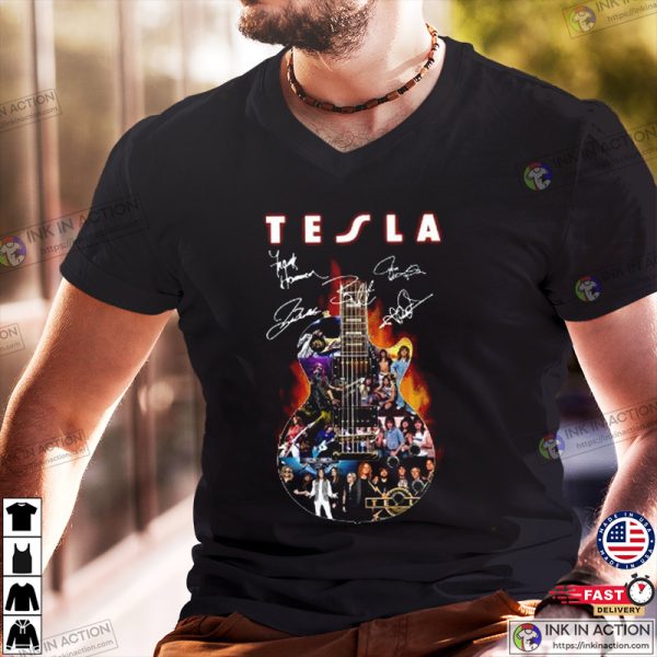 Tesla Band Album Cover Photo Guitar T-shirt