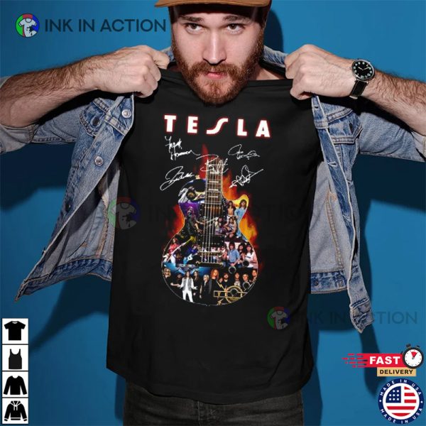 Tesla Band Album Cover Photo Guitar T-shirt