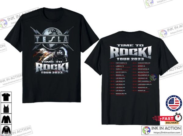 Tesla Band Shirt, Tesla Time To Rock 2023 Tour Shirt