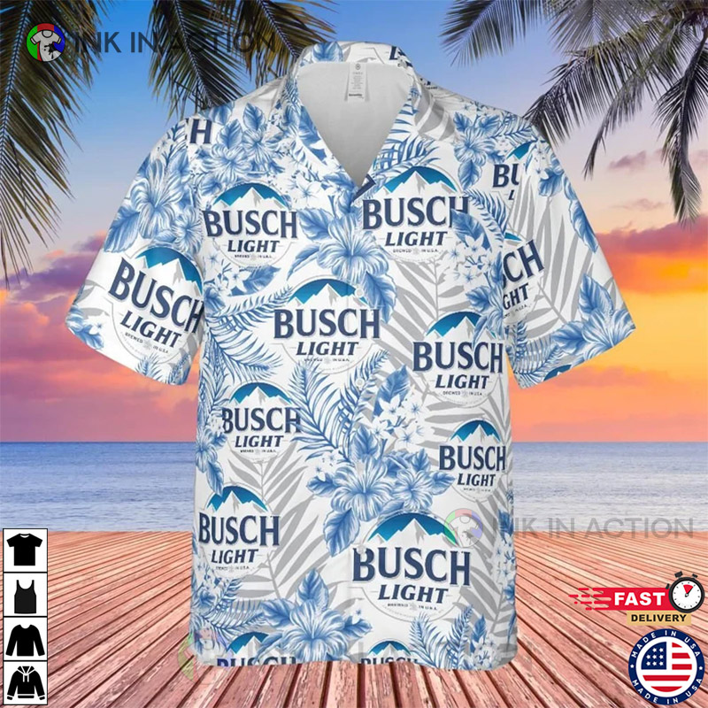 Busch Latte Beer Button Up Shirt, Busch Light Hawaiian Shirt