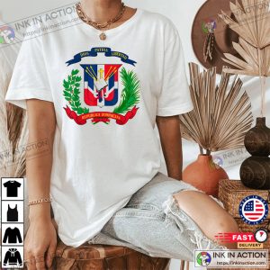 Coat of Arms Republica Dominicana Flag T Shirt 1 Ink In Action
