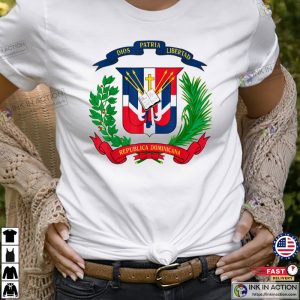 Coat of Arms Republica Dominicana Flag T Shirt 2 Ink In Action
