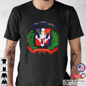 Coat of Arms Republica Dominicana Flag T Shirt 3 Ink In Action