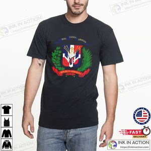 Coat of Arms Republica Dominicana Flag T Shirt 4 Ink In Action