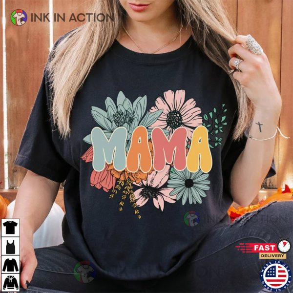 Comfort Colors Retro Floral Mama T-shirt, Mother’s Day