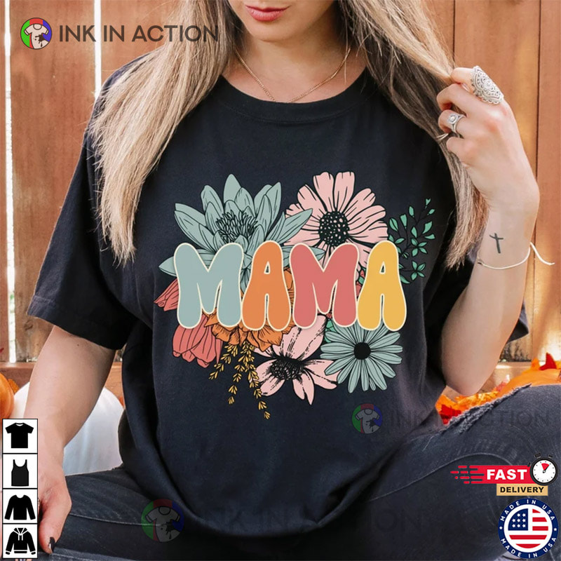 Comfort Colors Retro Floral Mama T-shirt, Mother's Day